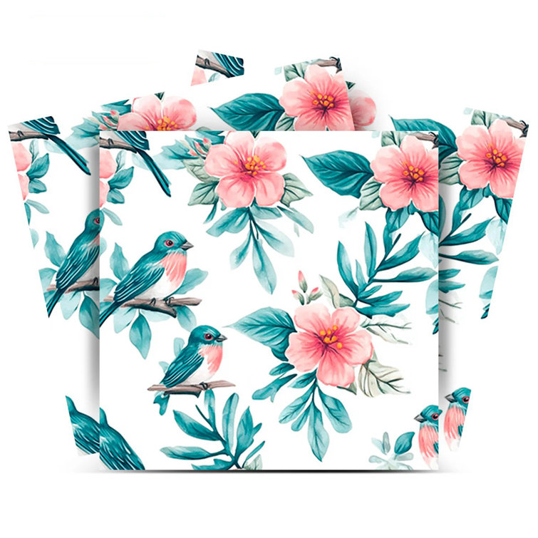 Mi Alma 12" x 12" Floral Bird Vinyl Peel and Stick Mosaic Tile (Set of